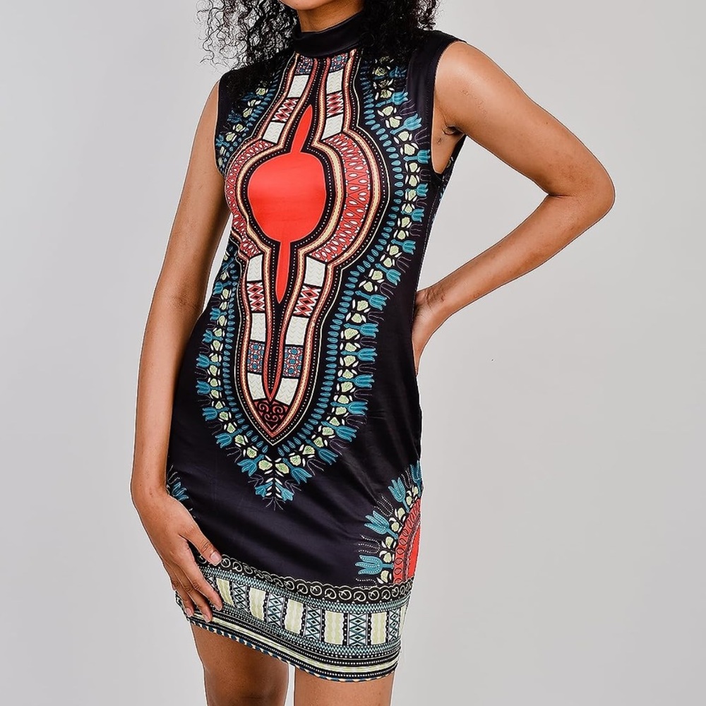 Women’s African Attire Bohemian Dashiki Tribal Vintage Ethnic Midi Dress